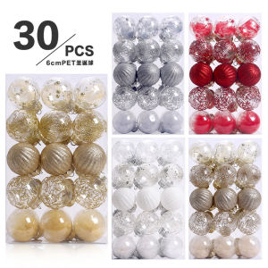 6CM/30Pcs Christmas Decorations Painted Transparent Christmas Ball Set Gift Christmas Tree Pendant