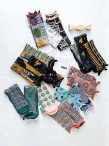 ฤดูร้อน ถุงเท้าแก้วบาง ผู้หญิง ถุงเท้าถึงกลางน่อง ไม่เท่ากัน โปร่งแสง ถุงเท้า Moisture Wicking Nylon Rhombus Pattern หวาน สไตล์