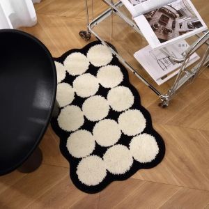 Thảm Trải Sàn Lông Mềm Đen Trắng VIKAMA Phong Cách Đơn Giản Thảm Cửa Ngắn Chống Bám Bẩn Thảm Lối Vào Phòng Tắm Cho Gia Đình