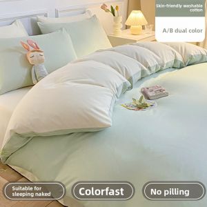 Non-Cotton Flannel Duvet Cover Single Piece 1.5 Meters Modern Minimalist Style Quilted Bedding Cover Skin-Friendly Pure Color