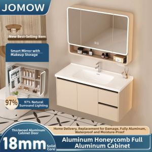JOMOW | Creamy Style Honeycomb Aluminum Alloy Washbasin Cabinet