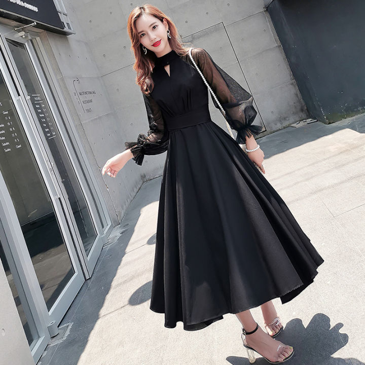 Formal Dress Black Dress Lazada Summer Black Dress Midi Short Sleeves A  Line French Cocktail For