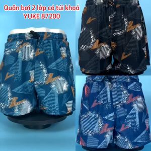 Quần bơi thể thao nam 2 lớp chống lộ ống suông không bó sát YUKE-87100/ nhập khẩu chính hãng