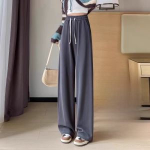 LANGPIN | Casual High Waist Draped Loose Wide Leg Pants Womens Straight Cut Floor Length Sports Trousers Spring Autumn New Style