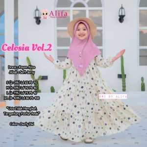 GAMIS ANAK LEBARAN SET JILBAB CELOSIA ALIFA DRESS RAYON JILBAB JERSEY USIA ANAK 2 3 4 5 6 7 8 9 10