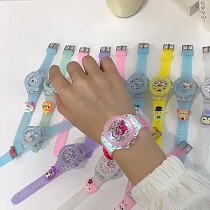 Jam Tangan Anak Lampu LED Silicon Transparant Karakter Kuromi Stella Melody Cinnamoroll JL - CTShop