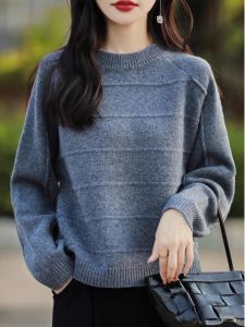 WANGGONGZHU | Fashionable Thickened Cashmere Knitted Sweater Womens Round Neck Pullover Autumn Winter Slimming Knitwear Princess Style