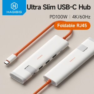 Hagibis | Hagibis USB C Hub Multiport USB C Splitter 4K HDMI RJ45 Heat Dissipation Docking Station for Macbook Laptops iPad External SSDs