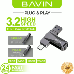 BAVIN UF02 Dual Port USB 3.2 & Flash Drive Type-C for High-Speed Plug & Play Fast File Transfer USB