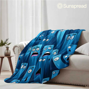 Beast Kingdom | Cartoon Blue Creature Soft Warm Flannel Blanket Lightweight Cozy Christmas Halloween Home Decor Room