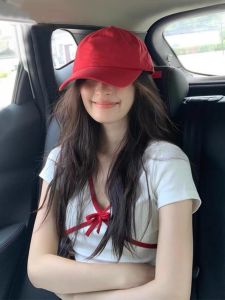 Pure Desire Spicy Girl V-Neck Color Block Line Short Sleeve T-Shirt Women Summer Design Sensation Slimming Commute Versatile Top