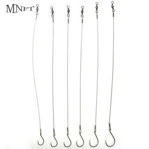 6Pcs Fishing Rig Circle Hook Size 1/0-6/0 Stainless Steel Leader Crane Swivel - Heavy Duty Saltwater for Catfish Shark Fishing