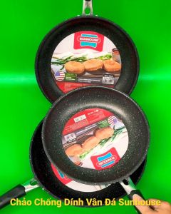 Chảo chống dính Vân Đá SUNHOUSE SHG1126/28/30BA KT 26cm/28cm/30cm Phủ chống dính Whitford (USA) SIÊU BỀN