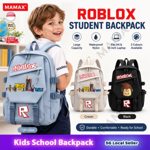【SG Ready Stock】Roblox Kids School Backpack ★Large Capacity✅Waterproof Nylon Bag✅A4/14-inch Laptop✅Student Bag for Boys/Girls✅3 Colours Available✅