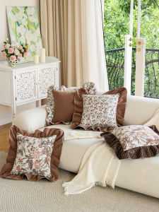 French Luxurious Sofa Pillowcase Elegant Modern Simple Style Indoor Square Plant Floral Pattern PP Cotton Filled Living Room Sofa Bed Pillowcase