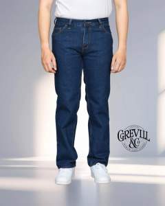 GREVILL Celana Jeans Reguler Standar Pria Basic Standar Retro Denim/ Celana jeans cowok