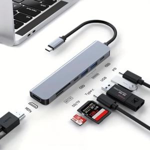 Cổng Kết Nối Đa Chức Năng USB C 7 Trong 1 Bộ Chuyển Đổi Type-C Đa Cổng Với Khả Năng Tương Thích HDMI Sạc PD HUB Cho Laptop Bộ Chia Kim Loại