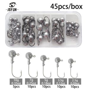 Jig Head Hooks Barbed Fishing Hooks  Weighted Lead Heads  Bass Fishing Gear  Saltwater Hooks  Multi-Weight Jig Set