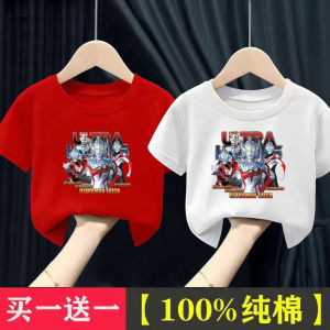 Summer Baby Boy Ultraman Summer Clothes Baby Half Sleeve Boy Pure Cotton T-Shirt Short Sleeve Boy Breathable Tops