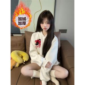 Áo Nỉ in Chữ Thiết Kế Mới Cho Nữ Mùa Xuân Thu Thường Ngày Đa Năng Áo Khoác Ngoài Có Mũ Trùm Đầu Thời Trang Thường Ngày