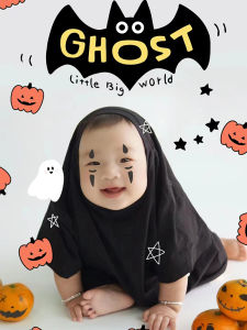 MONLEYTA | Adorable Halloween Costume For Kids Boys Girls Black Faceless Pumpkin Headband Cute Outfit Devil Angel Theme No Brand