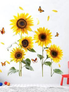 Positive Energy Motivational Sunflower Wall Decals Class Room Decorations Waterproof PVC Material Modern Simple Style for Students