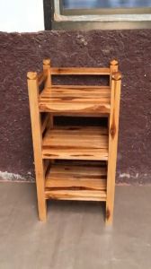 MAISAKPHRAE ชั้นวางขวดเครื่องดื่มไม้สัก ชั้นวางมิกเซอร์ 3 ชั้น ขนาด กว้าง 40 ซม. ยาว 43 ซม. สูง 98 ซม.