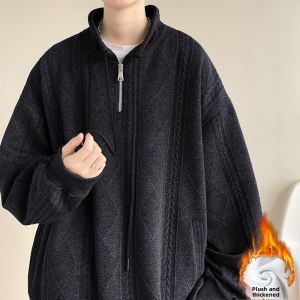 Red Embroidered Sweatshirt Mens Spring Autumn Trendy Half Zip Base Shirt Loose Handsome High-End Feel Outerwear