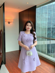GLEC | High-quality Large Size Summer Dress Elegant Temperament Handmade Flower Slimming