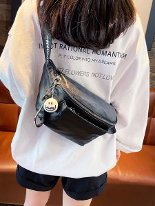 2024 New Womens High-end Cowhide Chest Bag Large Capacity Leather Crossbody Waist Bag Casual Belt-decorated Japan Korea Style