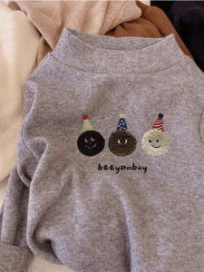Warm Fluffy Half Turtleneck Cute Childrens Base Layer