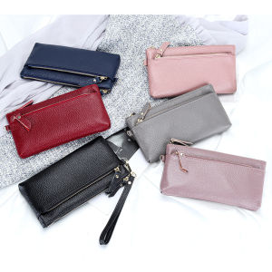 Cowhide Zipper Clutch Multifunctional Mobile Wallet