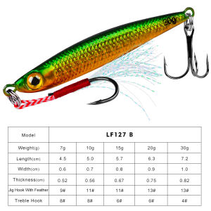 PROBEROS Metal Jig Fishing Lure Trolling 7-30g Double Hook Hard Bait Bass Fishing Bait Tackle Trout Jigging Lure Jigs Saltwater