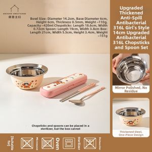 MODERN SWEETHOME | Anti-Fall Personal Use Stainless Steel Bowl for Children 6+ Years Old