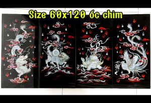 Bộ Tranh sơn mài 4 tấm - LONG LÂN QUY PHỤNG - Khảm cừ cao cấp / Ý Nghĩa - Phong Thủy.