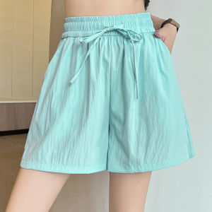 Miiow | Ice Silk Yamamoto High Waist Sports Running Shorts Womens Summer Casual Wide Leg Straight Five-Quarter Length Pants