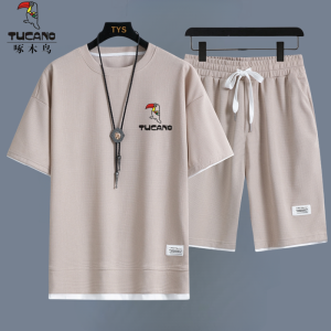TUCANO Ice Silk Short Sleeve Short Set Mens Casual Sportswear Two-Piece Suit Polyester Fiber Summer Collection