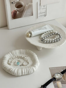 Retro Ceramic Storage Box Jewelry Tray Miscellaneous Items Tray Desktop Entry Hall Key Perfume Placement Plate Home Organization