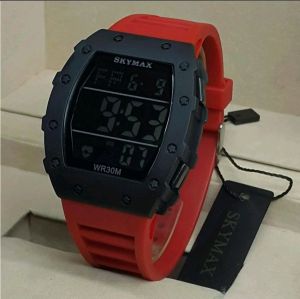 JAM Tangan SKYMAX 2118G Original Digital Tali Raber Wateresis Pria Diameter 45 mm Free Baterai Cadangan