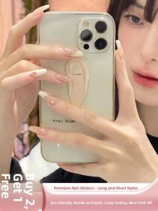 MONLEYTA | Wearable Manicure Nail Patches Summer New Style Short Medium Long Ice Transparent Color French Style Finished Product