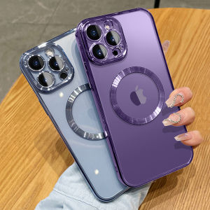 Luxury Plating Wireless Charge Casing with Lens Film Protect The Camera for IPhone 16 15 14 13 12 11 Pro Max 14 15 16 Plus Camera Protector Transparent Soft Silicone Casing