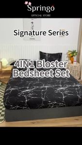 SPRINGO Geometric Design Fitted Bedsheet Set 880 Thread Count 2in1 Single 4in1 Queen King Black Series Bedsheet B#4 BBA