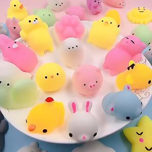 10 หุ้น ปลาหมึกขนาดเล็ก Mochi ปลาหมึก Kawaii รูปแบบสัตว์การบีบอัดเพื่อเด็กชายหญิงของขวัญวันเกิด