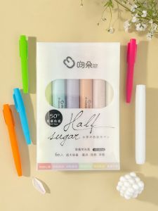 Kiss Fruity Candy Color Fluorescent Pen Slanted Head Marker Pen for Junior High School Students Tea Color Series Half Candy Sauce