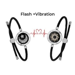 Totwoo Long Distance Touch Light Up & Vibrate Bracelets for Couples Long Distance Relationship Gifts Smart Sun & Moon Love Brac