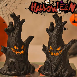 ไฟฮาโลวีน LED ต้นไม้ผี2ชิ้นโคมไฟตกแต่งบ้านอุปกรณ์ปาร์ตี้ฮาโลวีนบ้านผีสิงอุปกรณ์ประกอบฉากสยองขวัญของขวัญสำหรับเด็ก