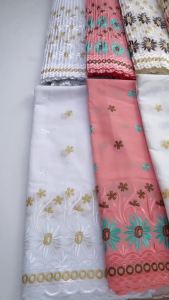 Elegant Green Swiss Voile Lace Fabric with Floral Embroidery - High Quality Cotton Lace for African Wedding & Party Dress