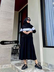 Midi dress Acel By Chatifa Bahan Katun Combed 24s