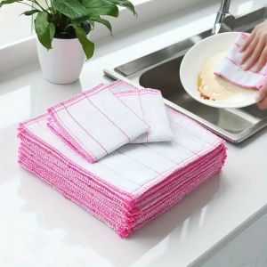 1/5Pcs Cotton Dishcloth Anti-Oil Cotton Gauze Dish Cleaning Towel Super Absorbent Scouring Pads