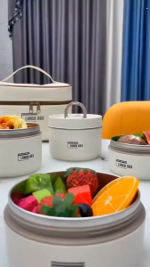 Portable Insulated Food Lunch Container Set with Thermal Lunch Box 3 Separate Stackable Lunch Container for Adult Kids